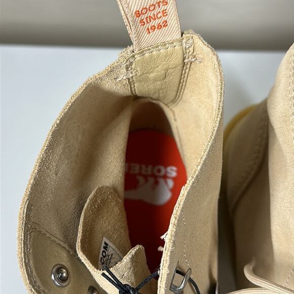 Sorel Hi-Line Waterproof Lace-Up Leather Suede Boots Chunky Heel Tan Sz 11 - Picture 10 of 14